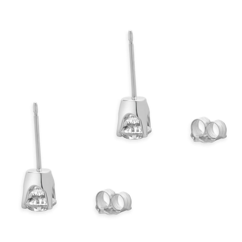 14 Karat White Gold Round Brilliant Cut Diamond Stud Earrings