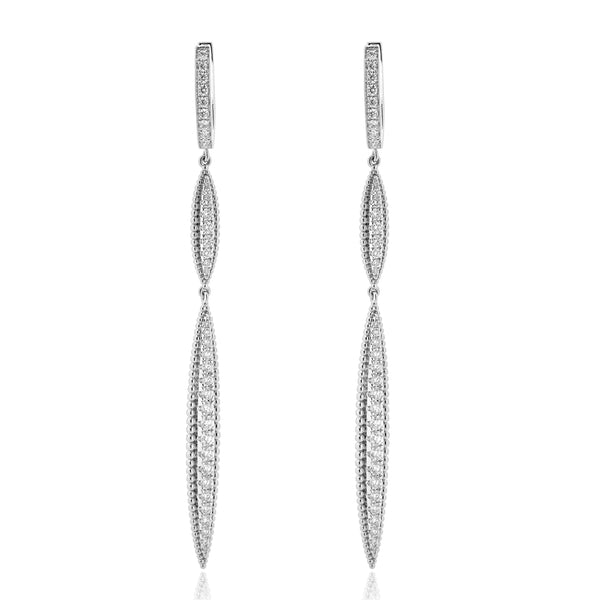 18 Karat White Gold Diamond Spear Drop Earrings