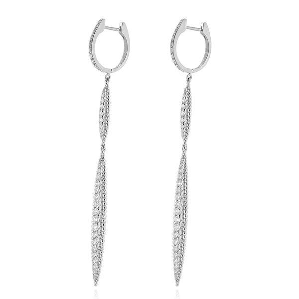 18 Karat White Gold Diamond Spear Drop Earrings