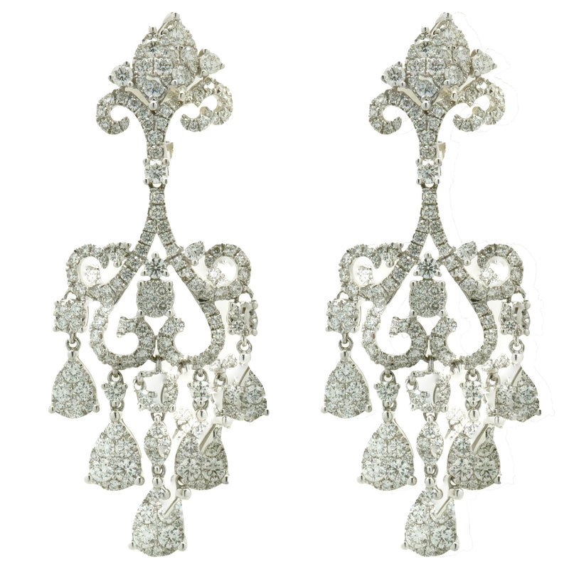 18 Karat White Gold Diamond Chandelier Drop Earrings