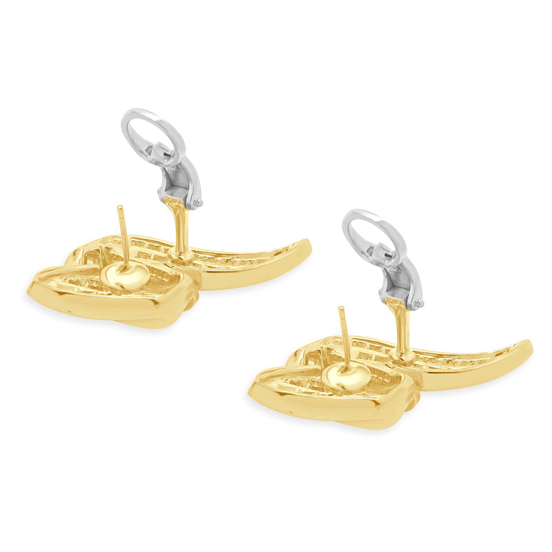 18 Karat Yellow Gold Channel Set Diamond Ribbon Drop Earrings
