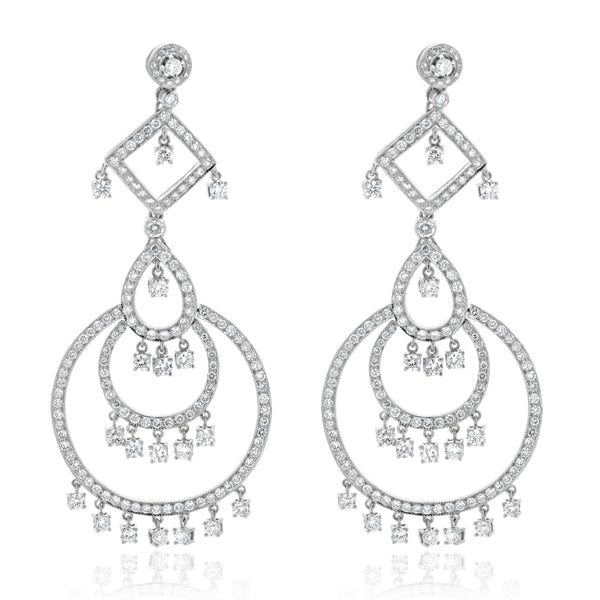 Piranesi 18 Karat White Gold Diamond Chandelier Drop Earrings