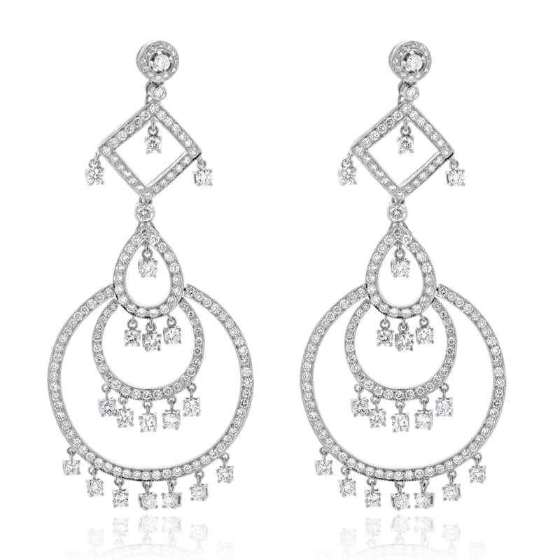 Piranesi 18 Karat White Gold Diamond Chandelier Drop Earrings