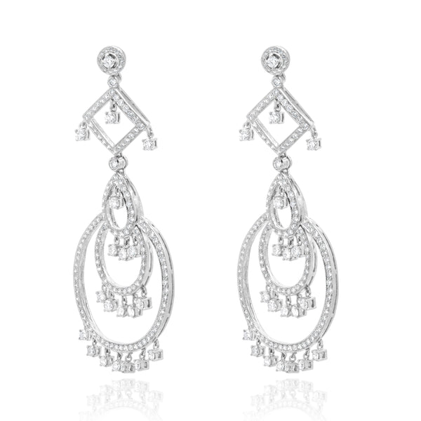 Piranesi 18 Karat White Gold Diamond Chandelier Drop Earrings