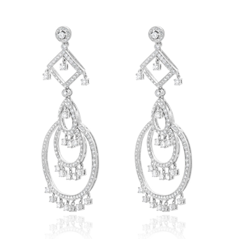 Piranesi 18 Karat White Gold Diamond Chandelier Drop Earrings