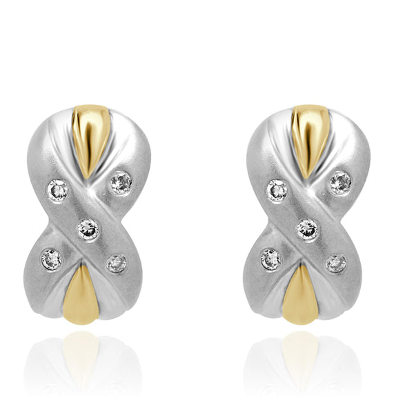 14 Karat White & Yellow Gold Diamond X Earrings