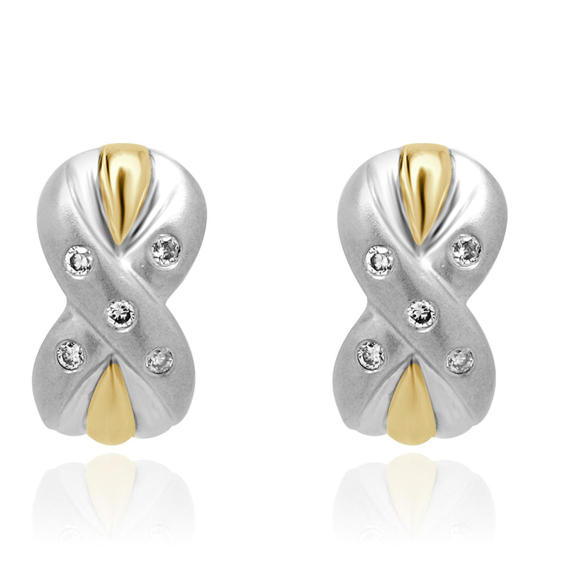 14 Karat White & Yellow Gold Diamond X Earrings