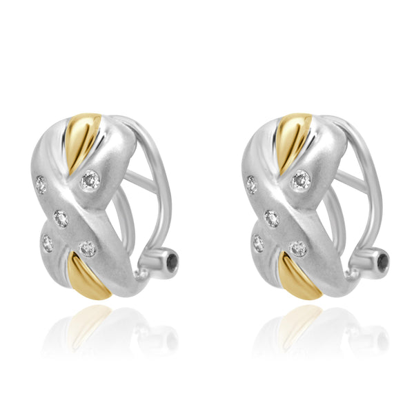 14 Karat White & Yellow Gold Diamond X Earrings