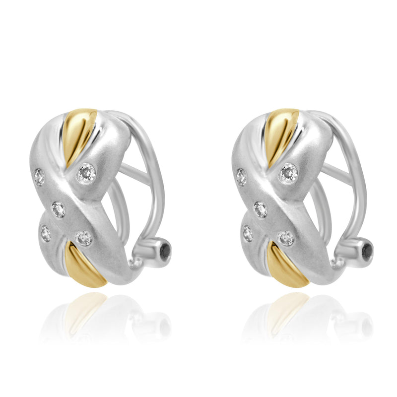 14 Karat White & Yellow Gold Diamond X Earrings