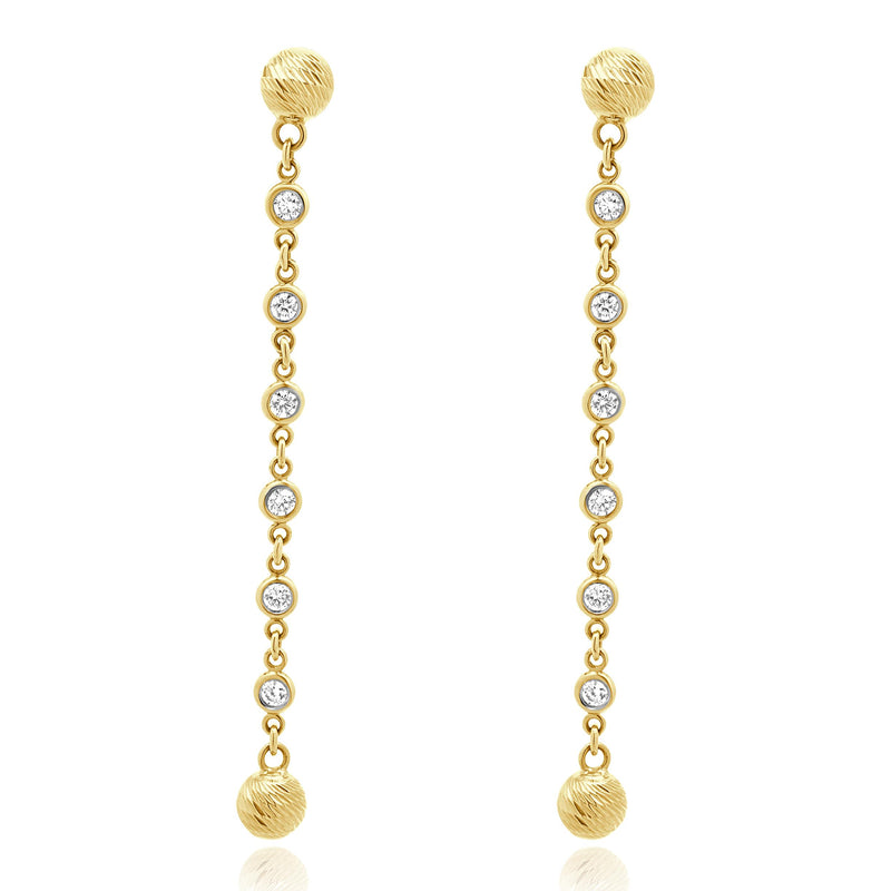 14 Karat Yellow Gold Diamond By The Yard Drop Earrings