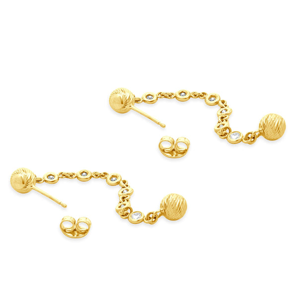 14 Karat Yellow Gold Diamond By The Yard Drop Earrings