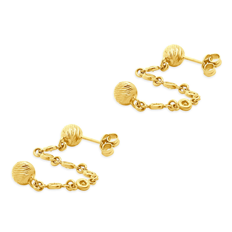 14 Karat Yellow Gold Diamond By The Yard Drop Earrings