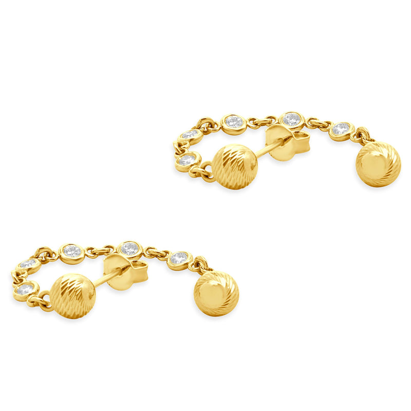 14 Karat Yellow Gold Diamond By The Yard Drop Earrings