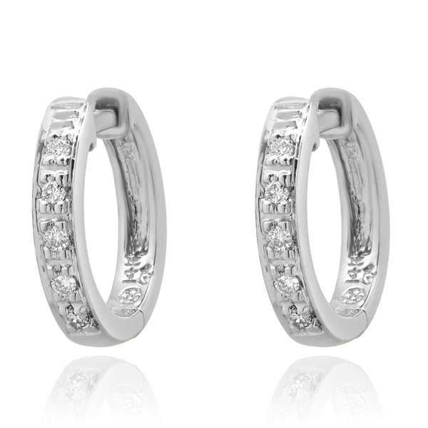 14 Karat White Gold Diamond Half Hoop Earrings