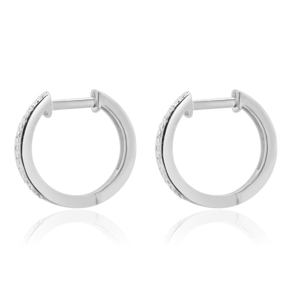 14 Karat White Gold Diamond Half Hoop Earrings