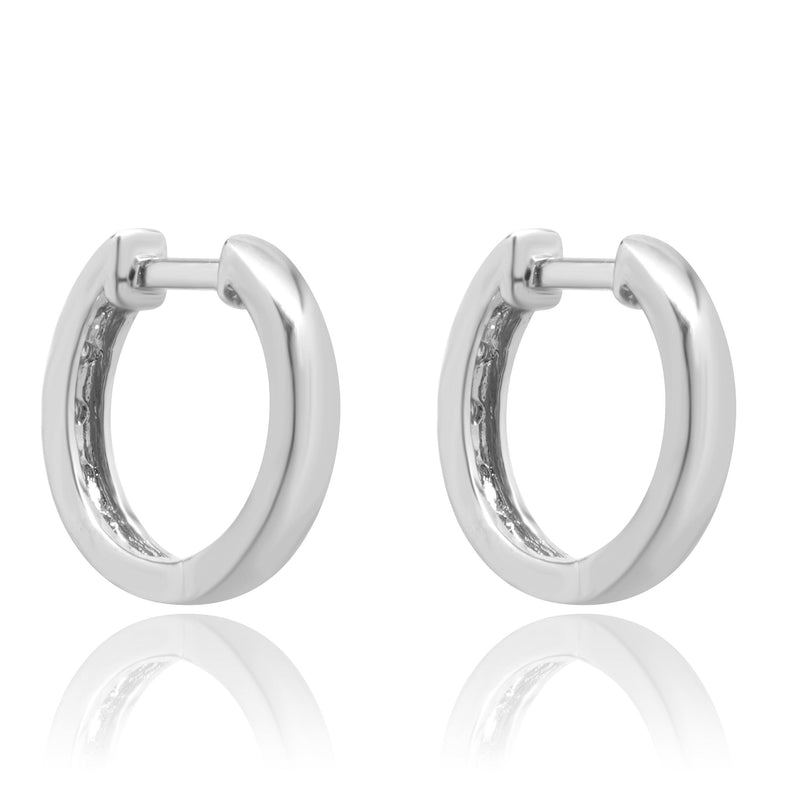 14 Karat White Gold Diamond Half Hoop Earrings