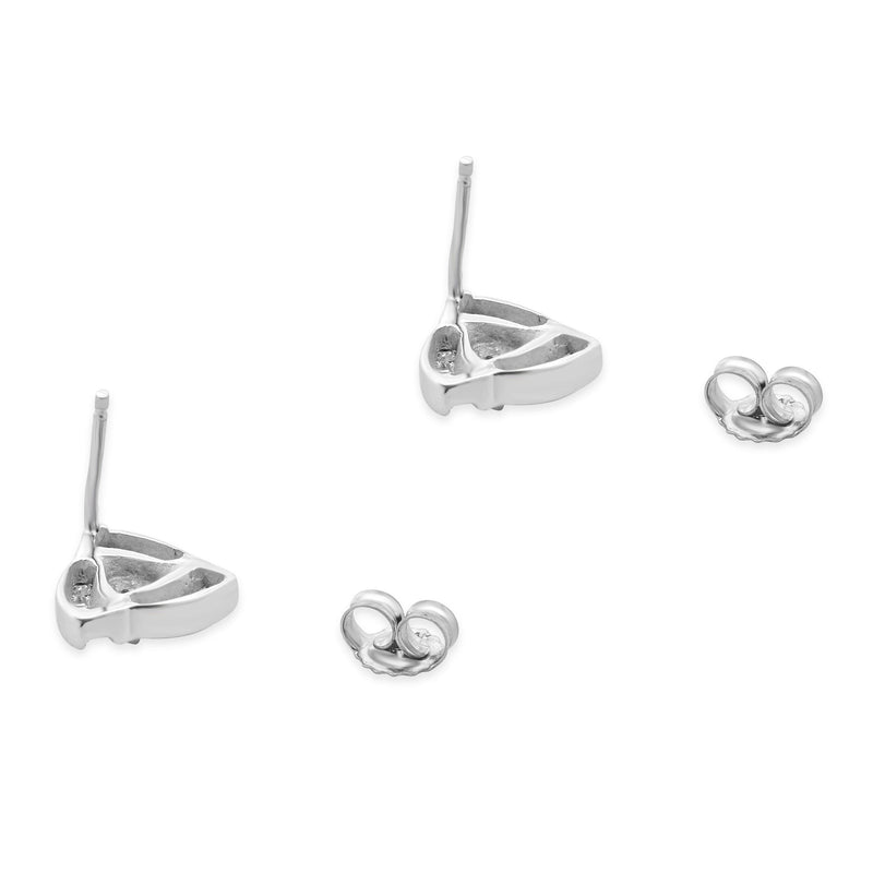 14 Karat White Gold Baguette and Round Bypass Diamond Earrings