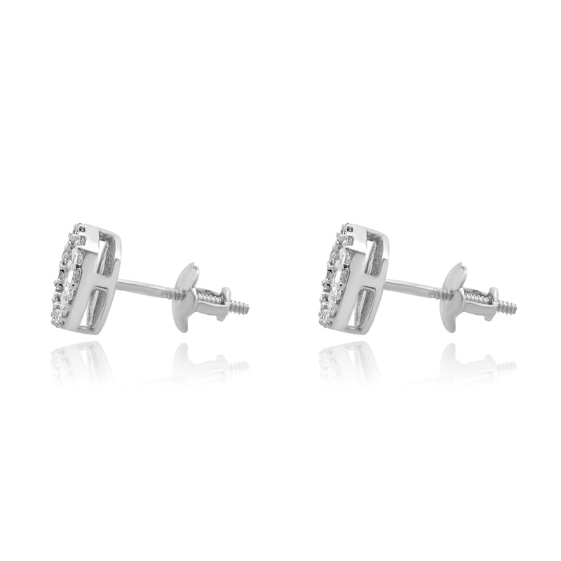 14 Karat White Gold Diamond Halo Stud Earrings