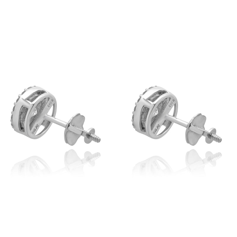 14 Karat White Gold Diamond Halo Stud Earrings