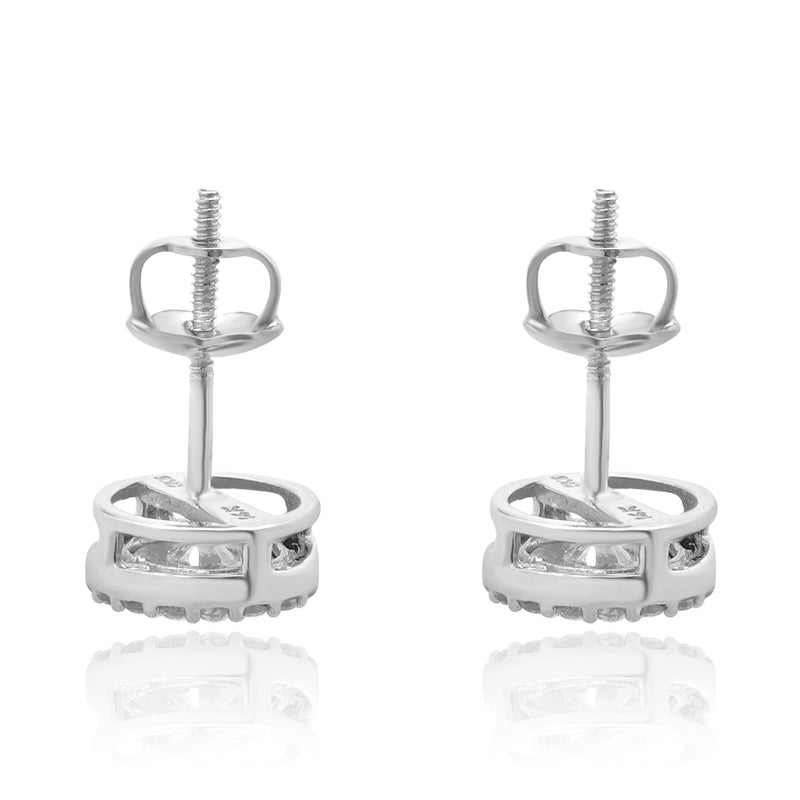 14 Karat White Gold Diamond Halo Stud Earrings