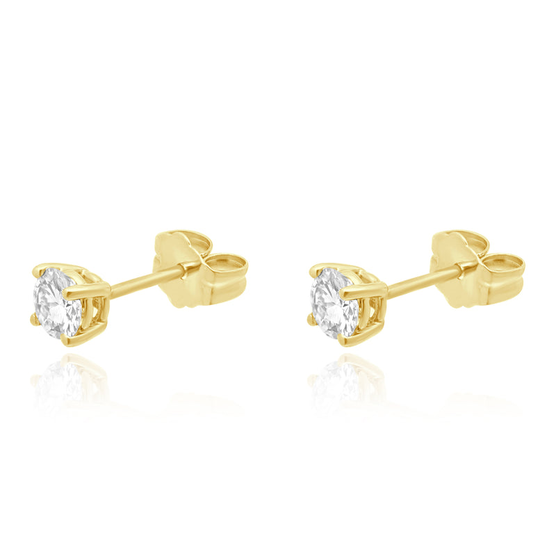 14 Karat Yellow Gold Diamond Stud Earrings