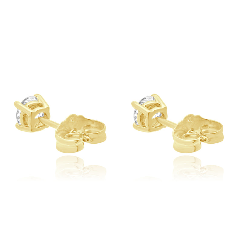 14 Karat Yellow Gold Diamond Stud Earrings
