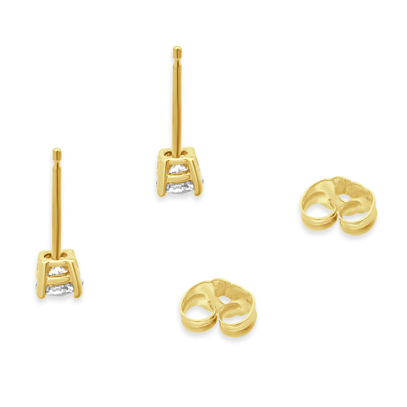 14 Karat Yellow Gold Diamond Stud Earrings