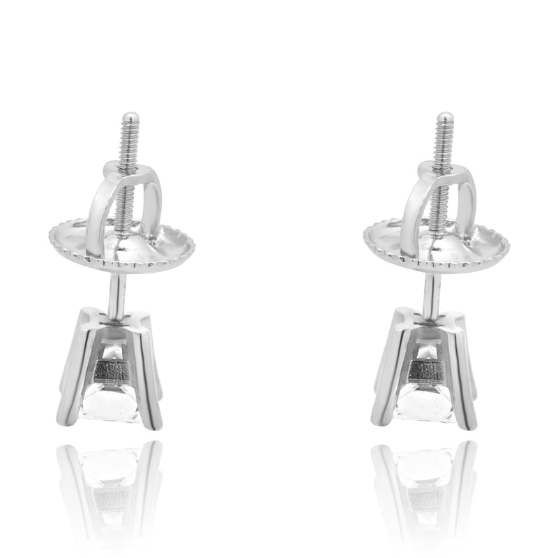 14 Karat White Gold Princess Cut Diamond Stud Earrings
