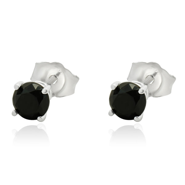 10 Karat White Gold Black Diamond Stud Earrings