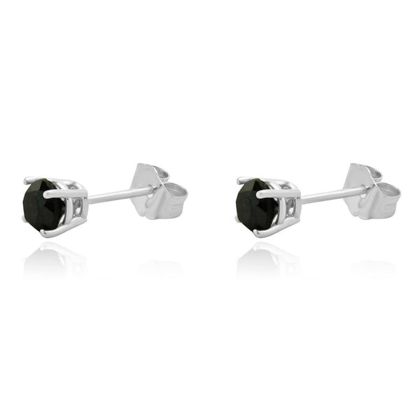 10 Karat White Gold Black Diamond Stud Earrings