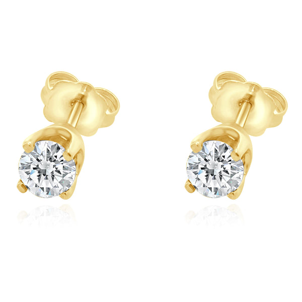 14 Karat White Gold Round Brilliant Cut Diamond Stud Earrings
