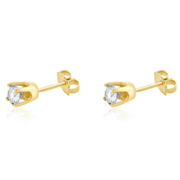 14 Karat White Gold Round Brilliant Cut Diamond Stud Earrings