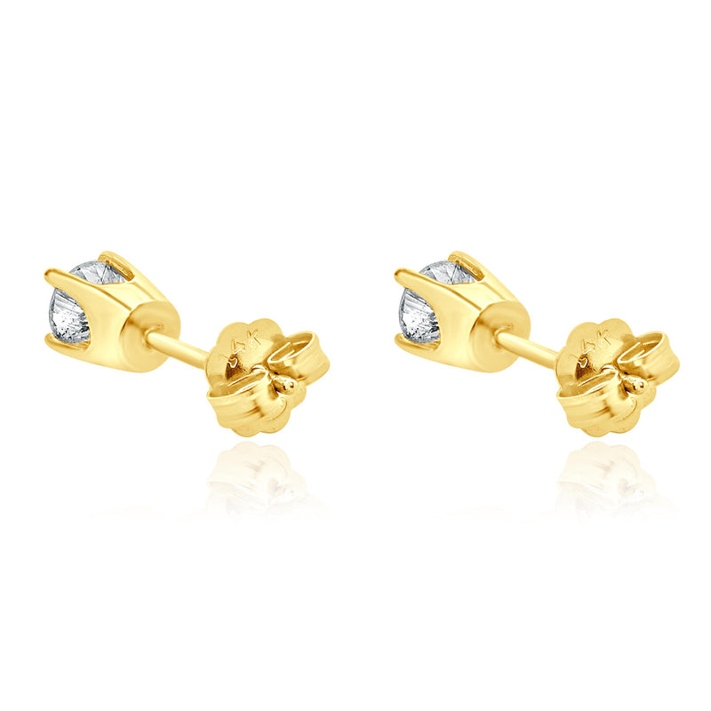 14 Karat White Gold Round Brilliant Cut Diamond Stud Earrings