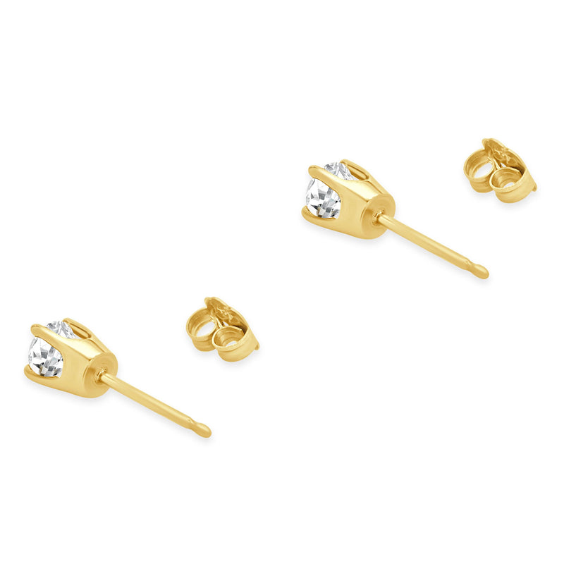 14 Karat White Gold Round Brilliant Cut Diamond Stud Earrings