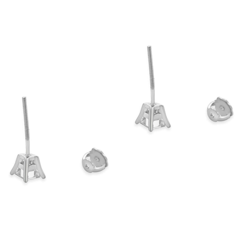 14 Karat White Gold Princess Cut Diamond Stud Earrings