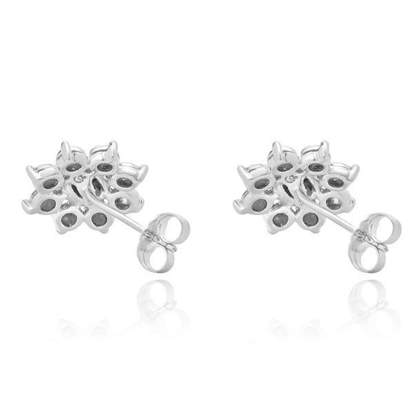 10 Karat White Gold Diamond Cluster Stud Earrings