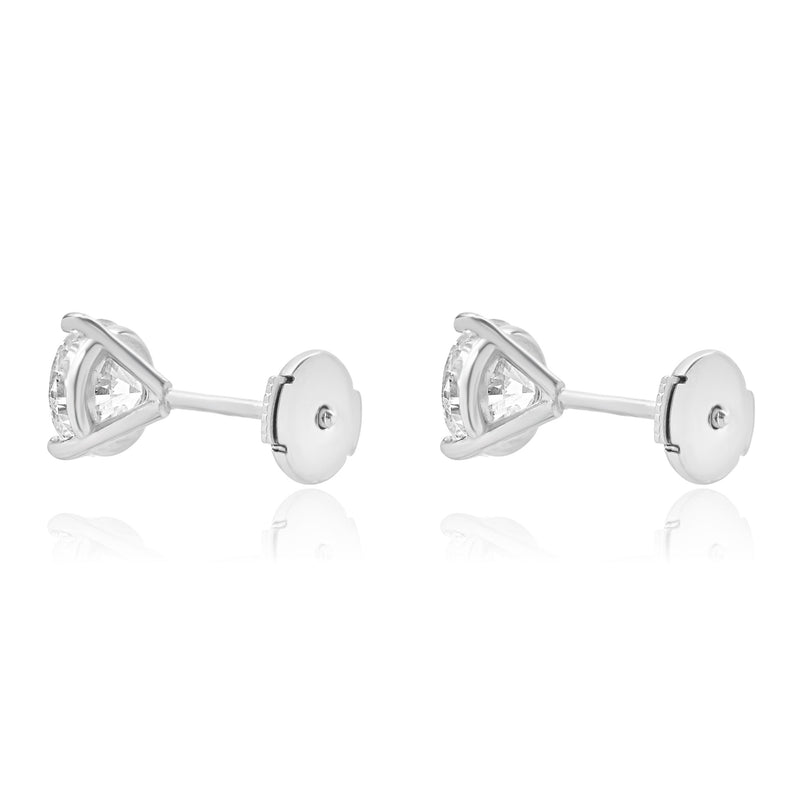 14 Karat White Gold Lab Grown Round Brilliant Cut Diamond Stud Earrings