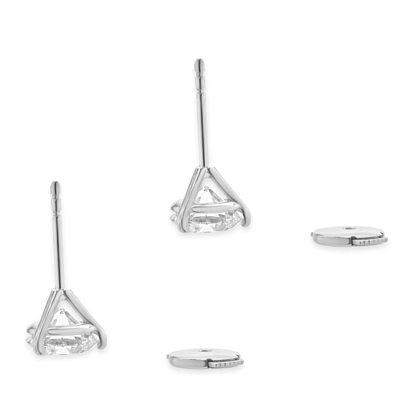 14 Karat White Gold Lab Grown Round Brilliant Cut Diamond Stud Earrings