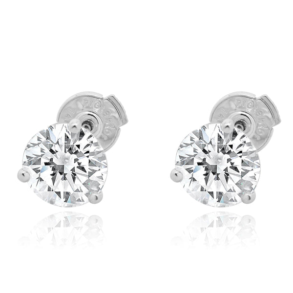 14 Karat White Gold Round Brilliant Cut Diamond Stud Earrings