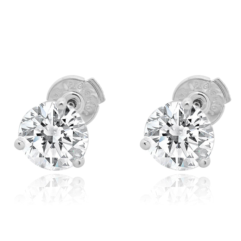 14 Karat White Gold Round Brilliant Cut Diamond Stud Earrings