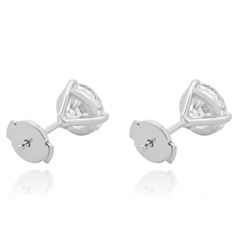 14 Karat White Gold Round Brilliant Cut Diamond Stud Earrings