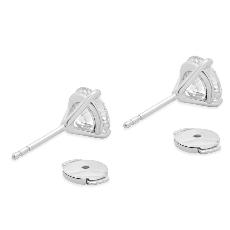 14 Karat White Gold Round Brilliant Cut Diamond Stud Earrings
