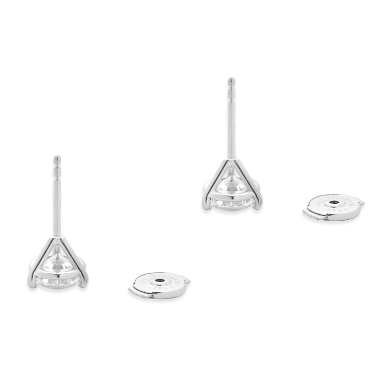 14 Karat White Gold Round Brilliant Cut Diamond Stud Earrings