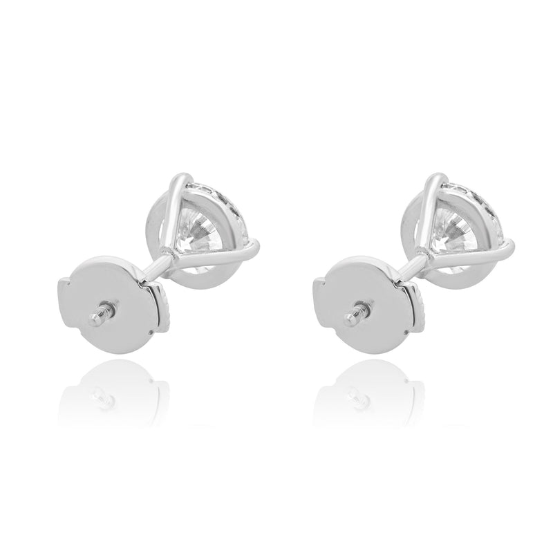 14 Karat White Gold Round Brilliant Cut Diamond Stud Earrings