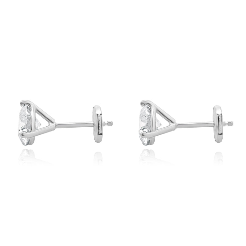 14 Karat White Gold Round Brilliant Cut Diamond Stud Earrings
