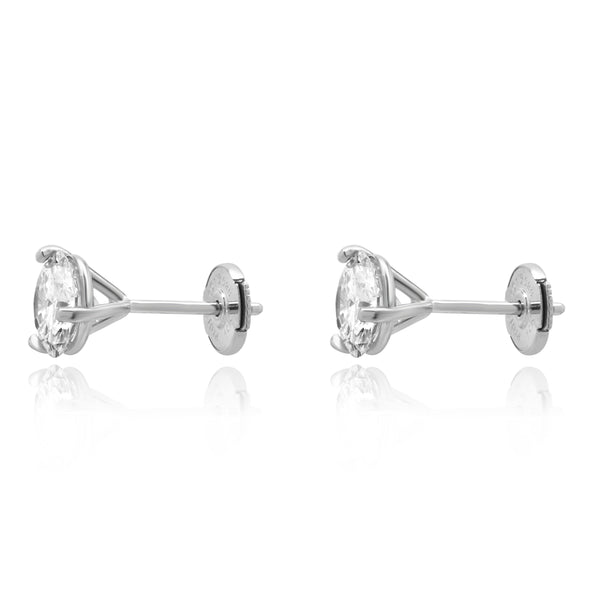 14 Karat White Gold Round Brilliant Cut Diamond Stud Earrings