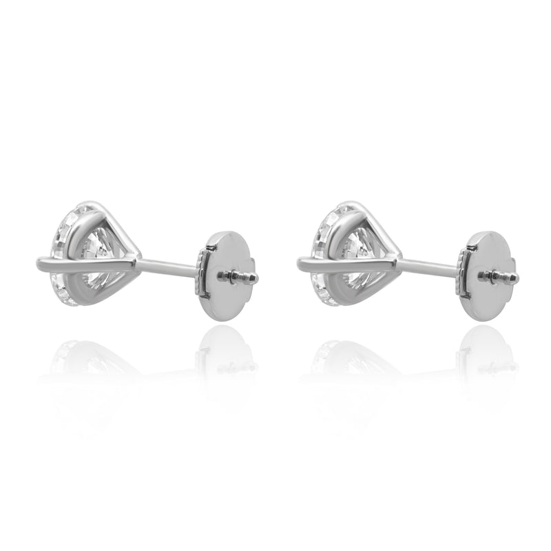14 Karat White Gold Round Brilliant Cut Diamond Stud Earrings