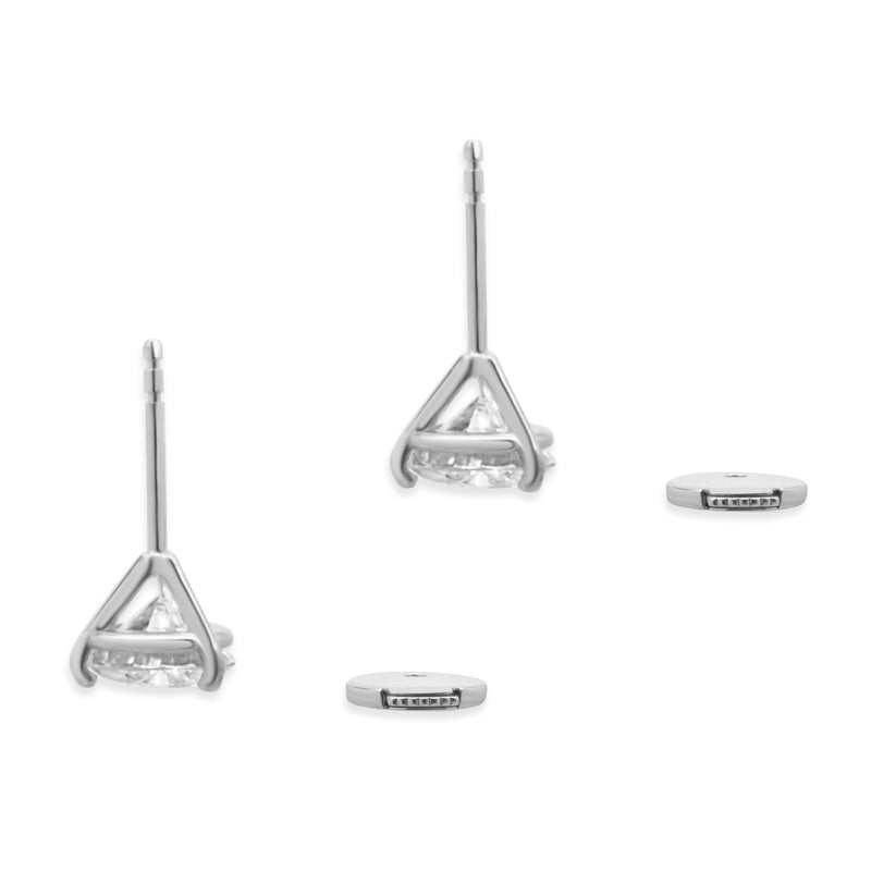 14 Karat White Gold Round Brilliant Cut Diamond Stud Earrings