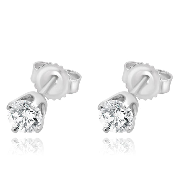 14 Karat White Gold Diamond Stud Earrings
