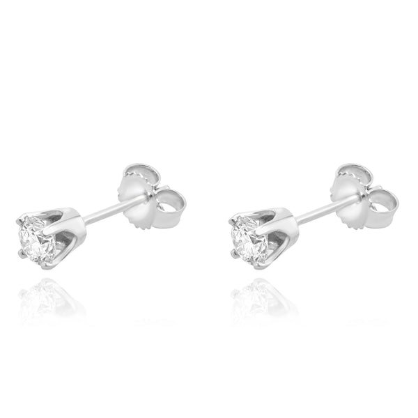 14 Karat White Gold Diamond Stud Earrings